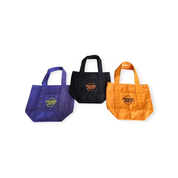 Trader Joe's Trick-or-Treat Mini Canvas Totes Set Of Three NWT Rare, HTF - Picture 8 of 8